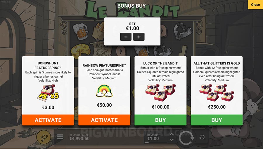 Le Bandit slot - feature buy
